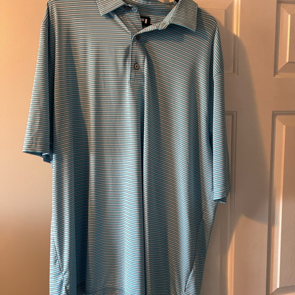 Men's Blue Striped Polo Shirt